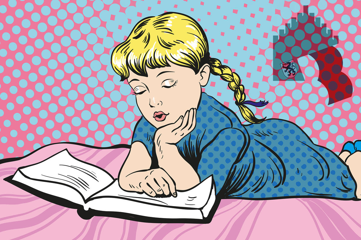 Jugendb&uuml;cherei - Popart mit Logo