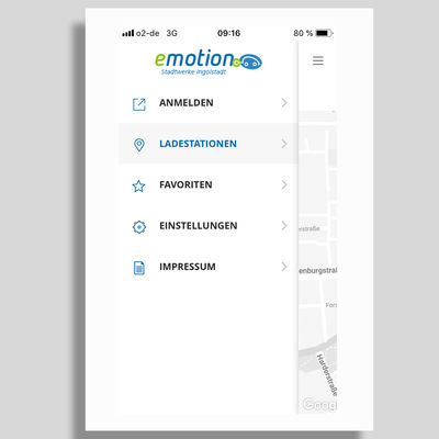 Bild vergr&ouml;&szlig;ern: SWI e-motion-App - Men&uuml;f&uuml;hrung