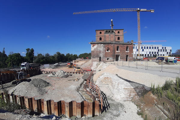 Baugrube mit Spundwand